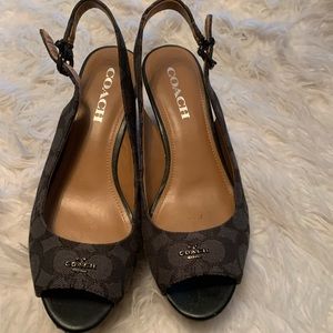 Coach peep toe wedges. Size 8 1/2